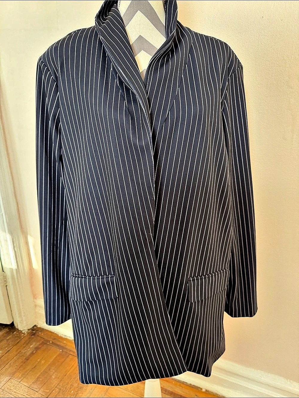 Fashion Nova Dahlia Blazer Striped Blazer in Black & White Size 3X Like New